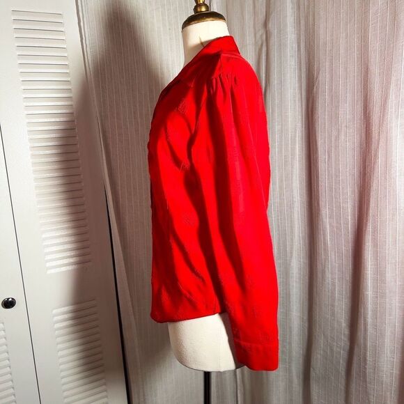 Claudia Richard | Women’s | Blouse | L | Vintage Red Button Down Textured Top - Picture 3 of 5